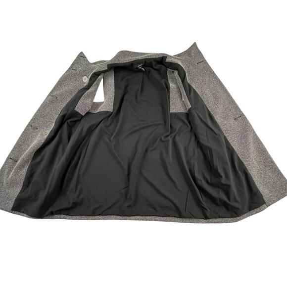 ARTEMIS | Futuristic Size 12 Gray Pinstripe Woven Double Breasted Long Vest Coat - Picture 5 of 8